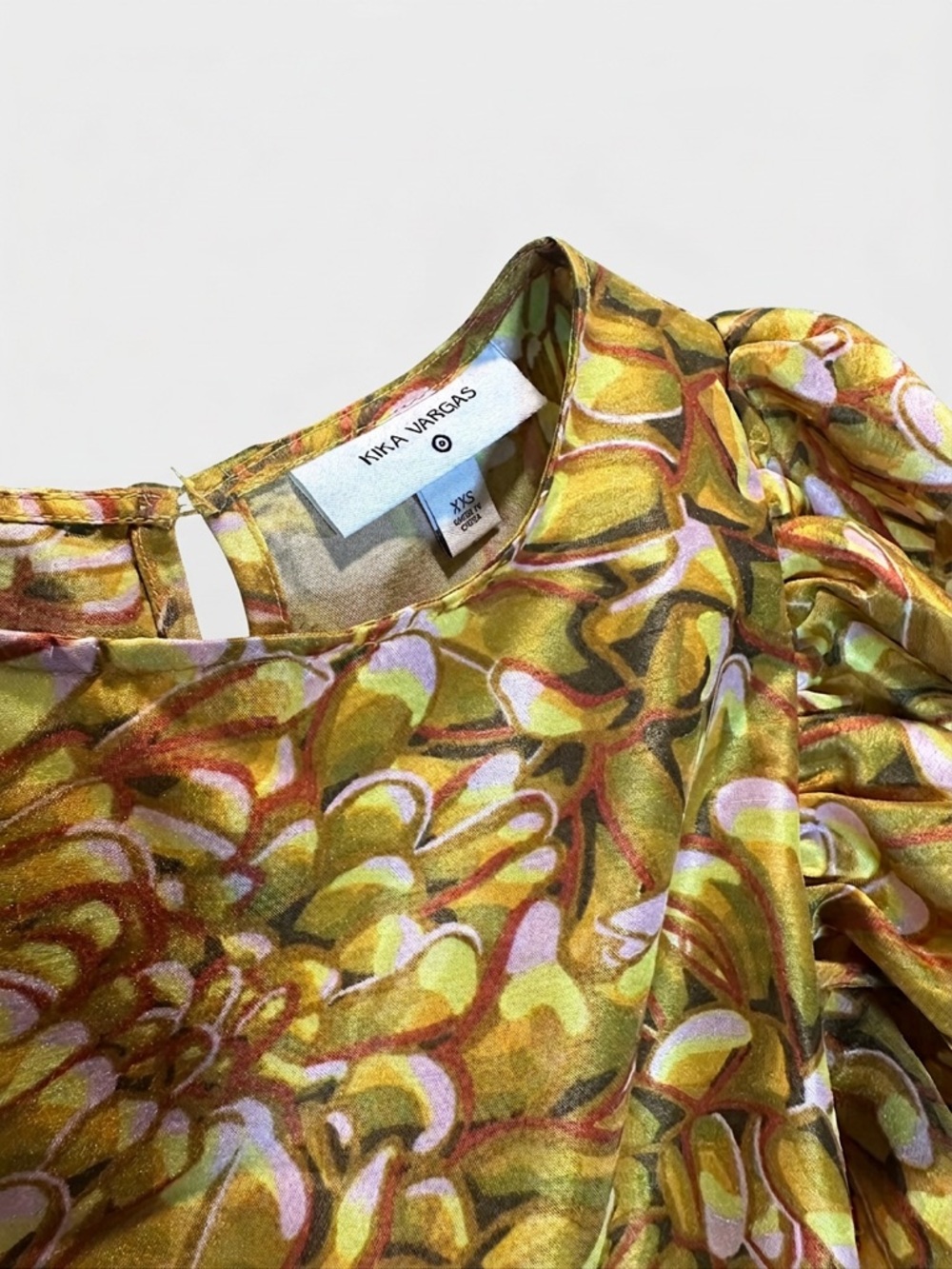 Kika Vargas Yellow Floral Puff Sleeve Mini Dress Boho Summer XXS - Picture 4 of 7